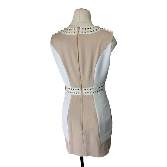 Finders Keepers One More Try Feminin Gold Studded Short Dress White Blush Sz M - Picture 5 of 14